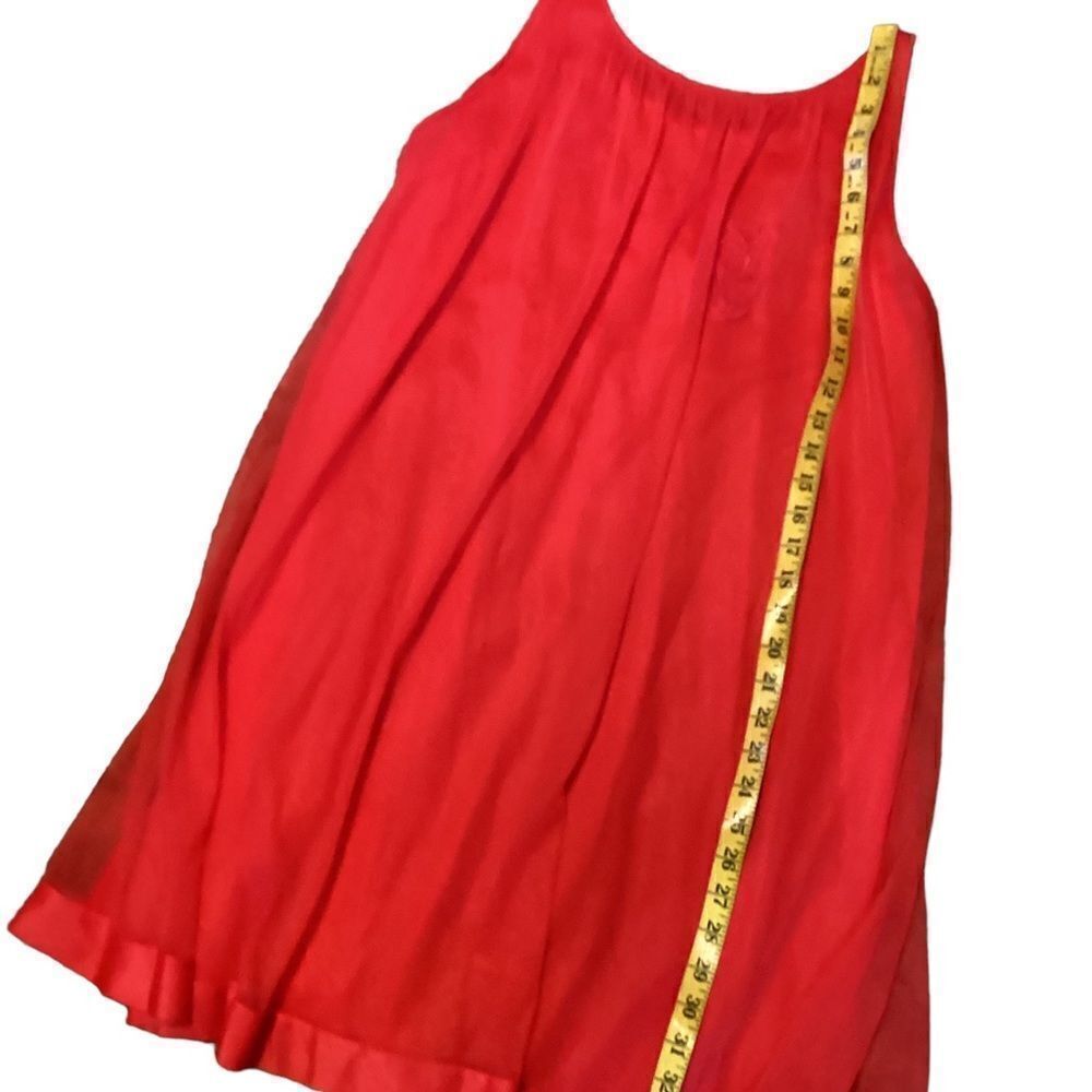 VINTAGE 60s GAYMODE red sheer embroidered gown M - Picture 5 of 7